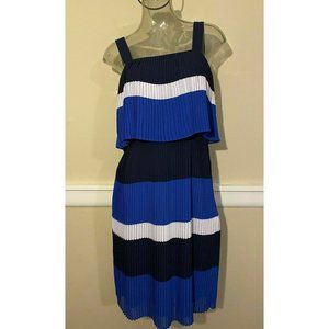 Michael Kors Striped Pleated Chiffon Tiered Dress
